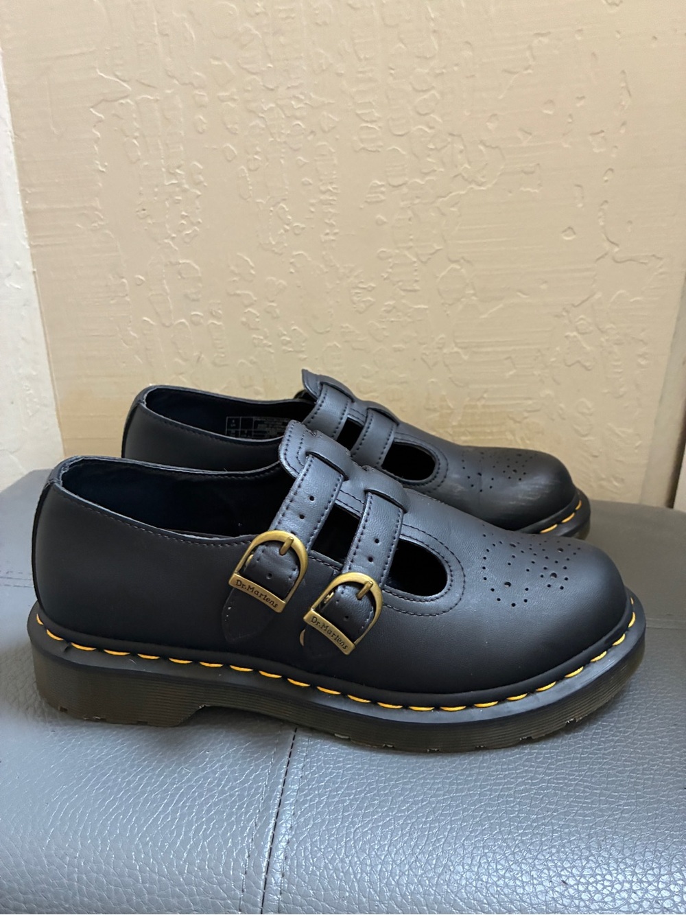 DR MARTENS Mary Jane Black Vegan Double Strap Size 8 - Picture 3 of 12
